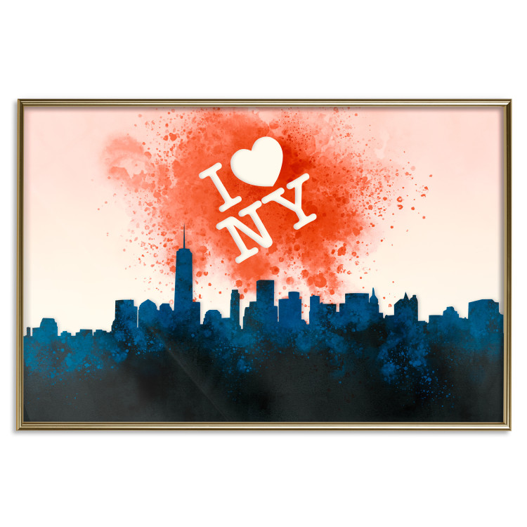 Poster I love NY - New York architecture against a pink sky and text 118941 additionalImage 16