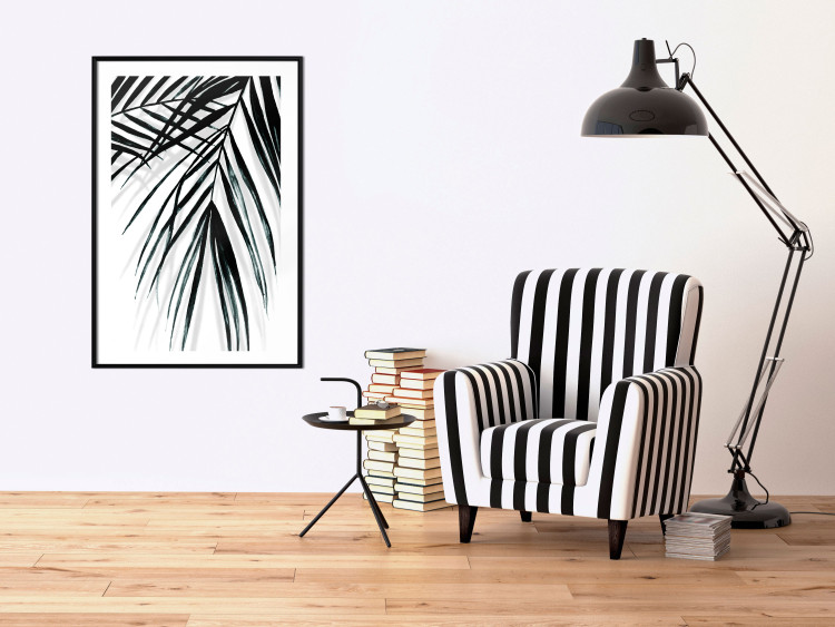 Poster Palm Relaxation - black and white composition with tropical plant leaves 119041 additionalImage 4