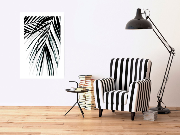 Poster Palm Relaxation - black and white composition with tropical plant leaves 119041 additionalImage 2