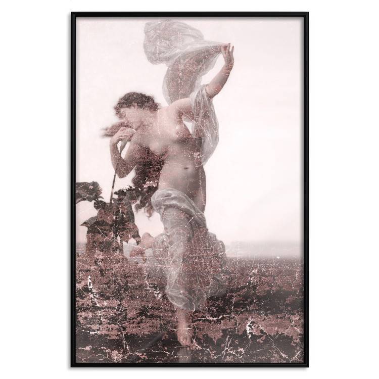 Poster Scent of the Wind - landscape of a woman in a field on a white background in a retro motif 122641 additionalImage 18