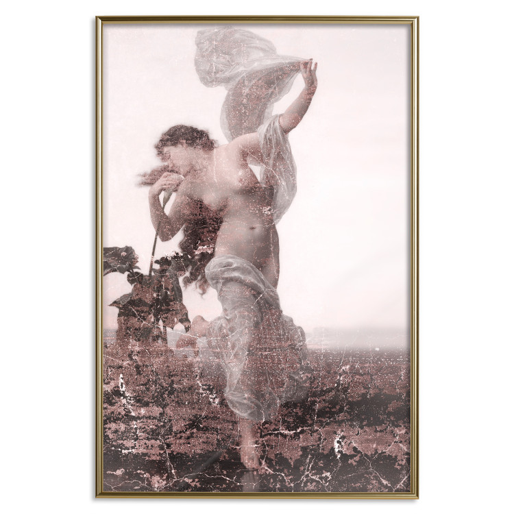 Poster Scent of the Wind - landscape of a woman in a field on a white background in a retro motif 122641 additionalImage 16