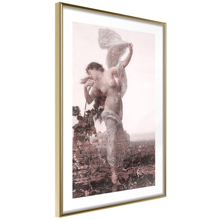 Poster Scent of the Wind - landscape of a woman in a field on a white background in a retro motif 122641 additionalImage 6
