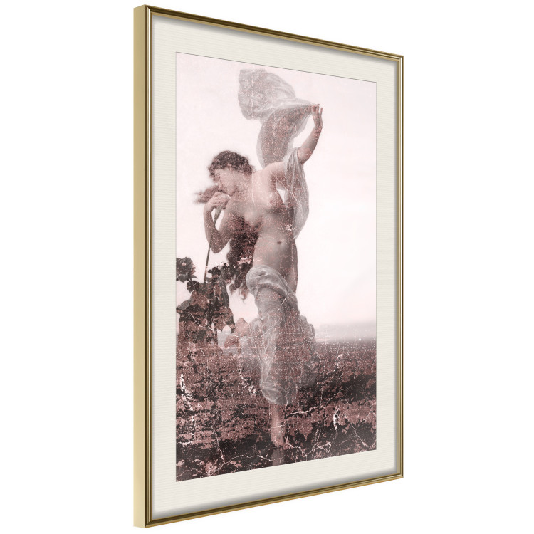 Poster Scent of the Wind - landscape of a woman in a field on a white background in a retro motif 122641 additionalImage 2