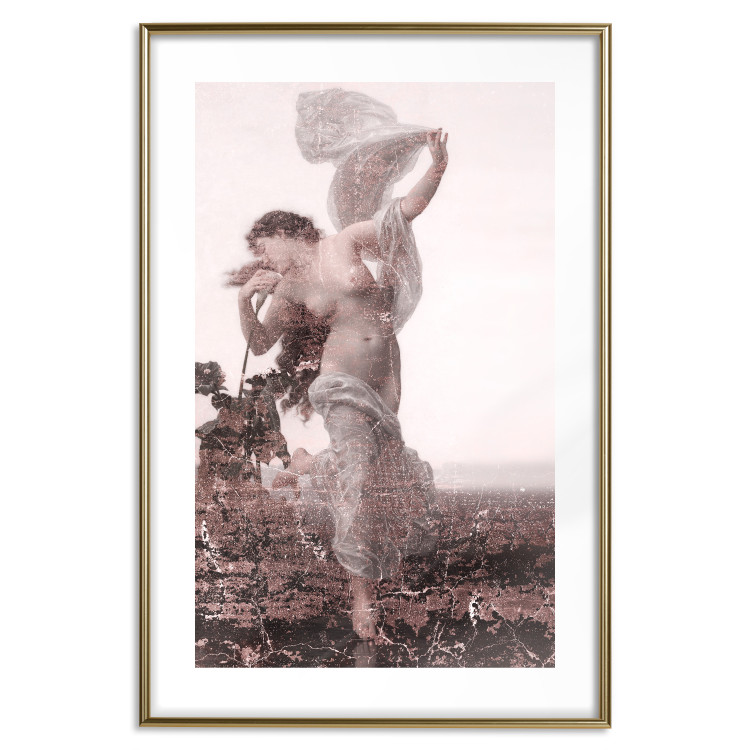 Poster Scent of the Wind - landscape of a woman in a field on a white background in a retro motif 122641 additionalImage 16