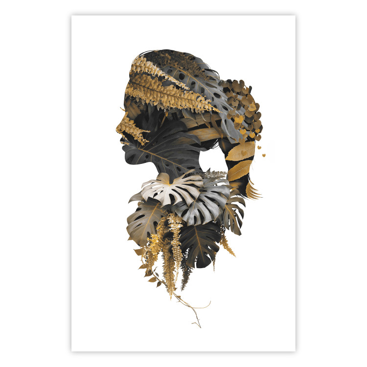 Poster Jungle Man - abstract human portrait in a plant motif 123041