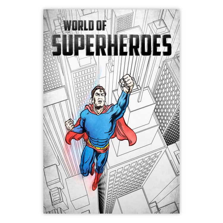 Wall Poster World of Superheroes - superhero character and English captions 123641