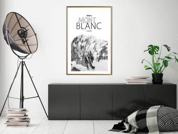 Poster Mont Blanc - black and white mountain landscape with English captions 123741 additionalImage 13