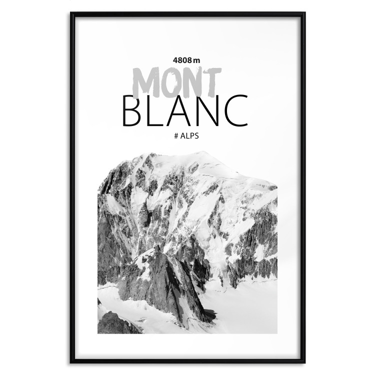 Poster Mont Blanc - black and white mountain landscape with English captions 123741 additionalImage 15