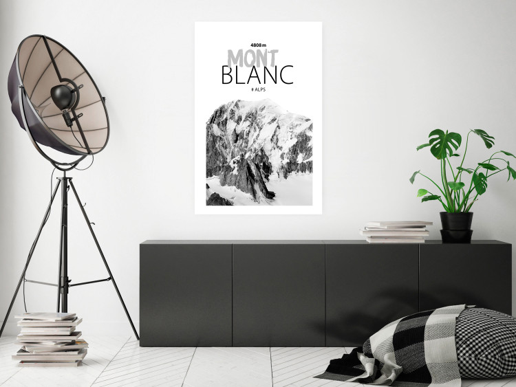 Poster Mont Blanc - black and white mountain landscape with English captions 123741 additionalImage 4