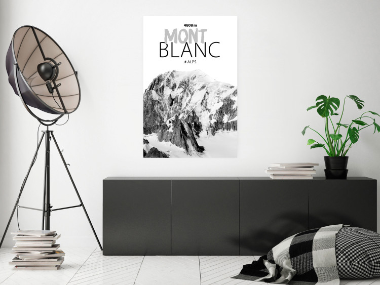 Poster Mont Blanc - black and white mountain landscape with English captions 123741 additionalImage 23