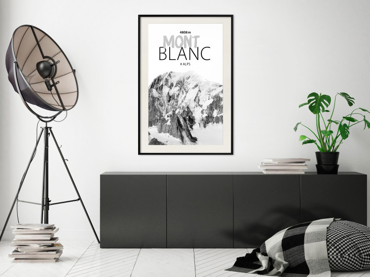 Poster Mont Blanc - black and white mountain landscape with English captions 123741 additionalImage 22