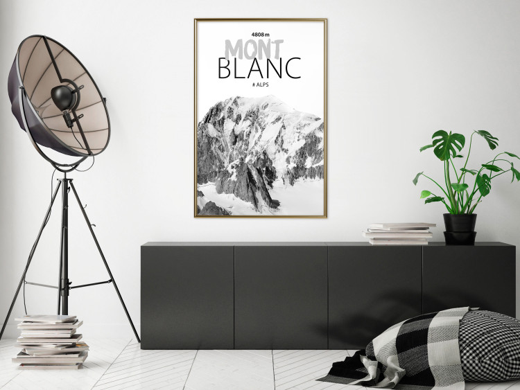 Poster Mont Blanc - black and white mountain landscape with English captions 123741 additionalImage 7