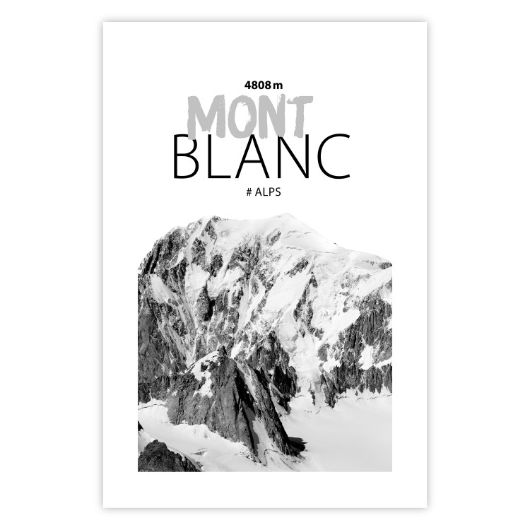 Poster Mont Blanc - black and white mountain landscape with English captions 123741 additionalImage 19