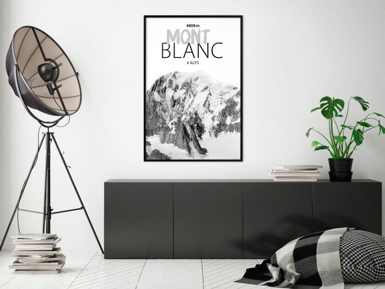Poster Mont Blanc - black and white mountain landscape with English captions 123741 additionalImage 5