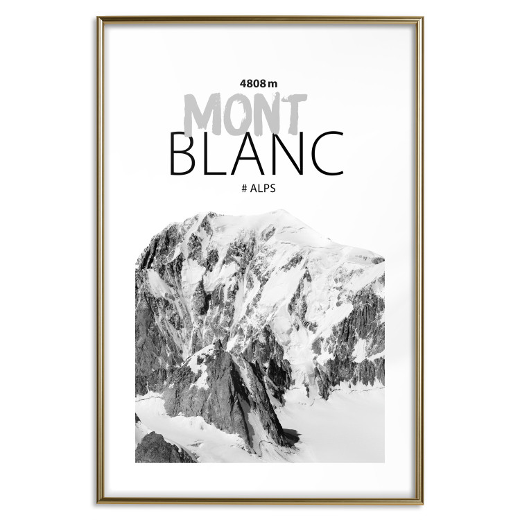 Poster Mont Blanc - black and white mountain landscape with English captions 123741 additionalImage 14