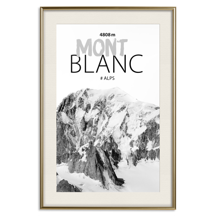Poster Mont Blanc - black and white mountain landscape with English captions 123741 additionalImage 19