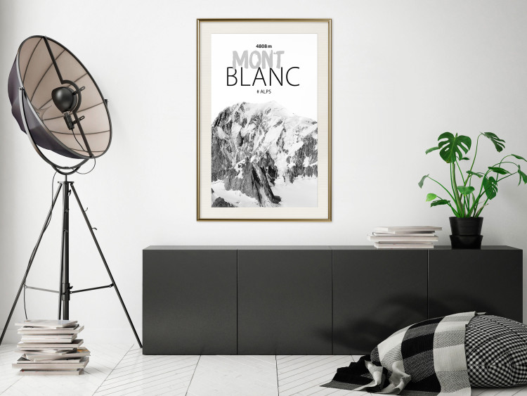 Poster Mont Blanc - black and white mountain landscape with English captions 123741 additionalImage 21