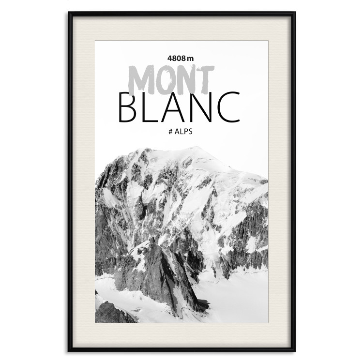 Poster Mont Blanc - black and white mountain landscape with English captions 123741 additionalImage 18