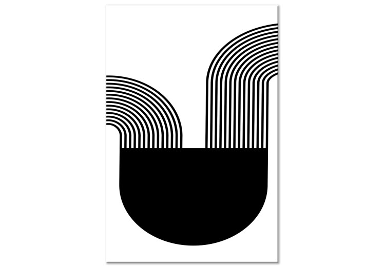 Canvas Art Print Black semicircle and lines - minimalistic abstract on white background 125641