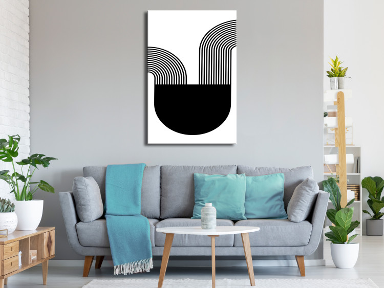 Canvas Art Print Black semicircle and lines - minimalistic abstract on white background 125641 additionalImage 3