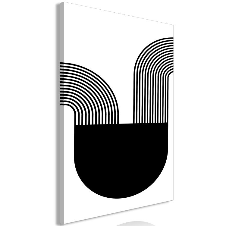 Canvas Art Print Black semicircle and lines - minimalistic abstract on white background 125641 additionalImage 2