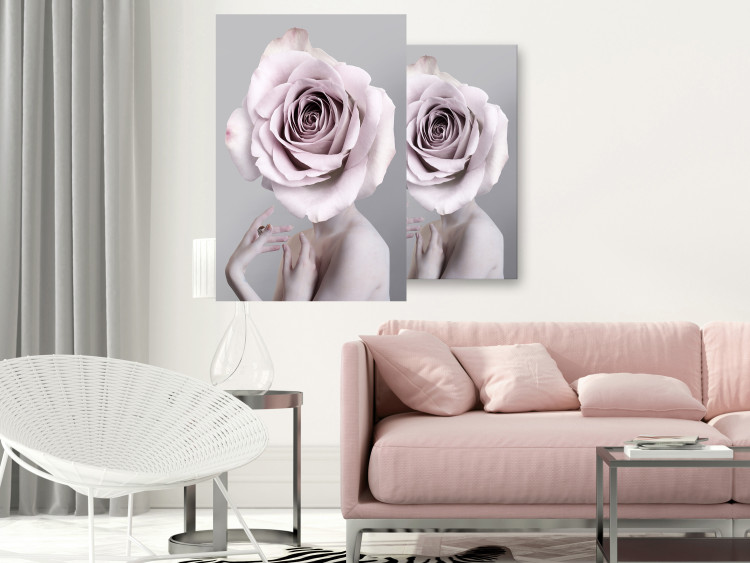 Wall Poster Rose Monologue - abstract composition of a woman with a rose on her head 127241 additionalImage 2