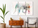 Canvas Art Print Painted Elephant (3-part) - colorful elephant on an uneven beige background 127541 additionalThumb 3