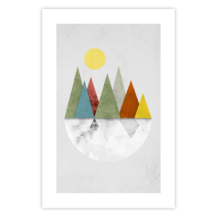 Poster On the Circle - geometric abstraction in colorful mountain peaks and a circle 129341 additionalImage 25