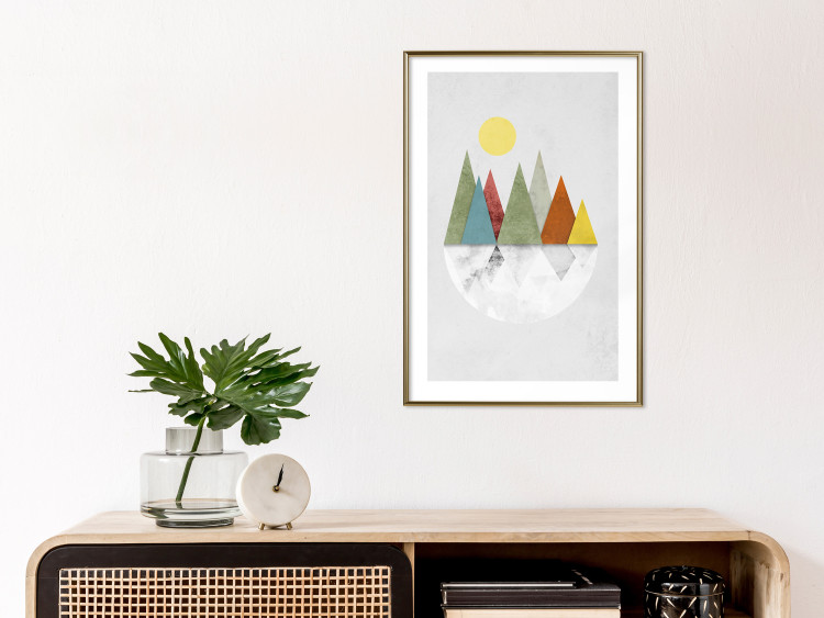 Poster On the Circle - geometric abstraction in colorful mountain peaks and a circle 129341 additionalImage 15
