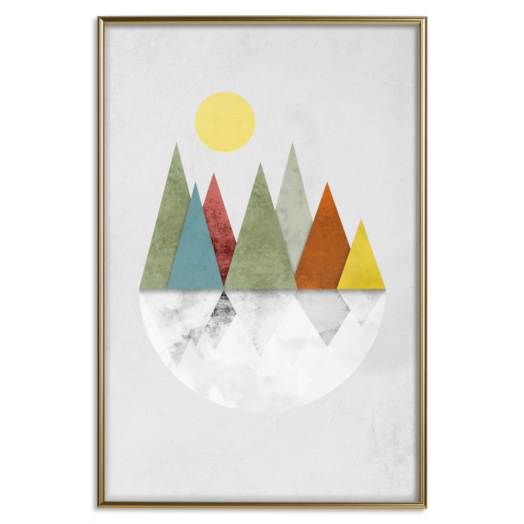 Poster On the Circle - geometric abstraction in colorful mountain peaks and a circle 129341 additionalImage 21
