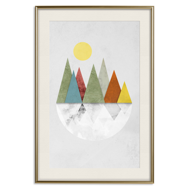 Poster On the Circle - geometric abstraction in colorful mountain peaks and a circle 129341 additionalImage 20