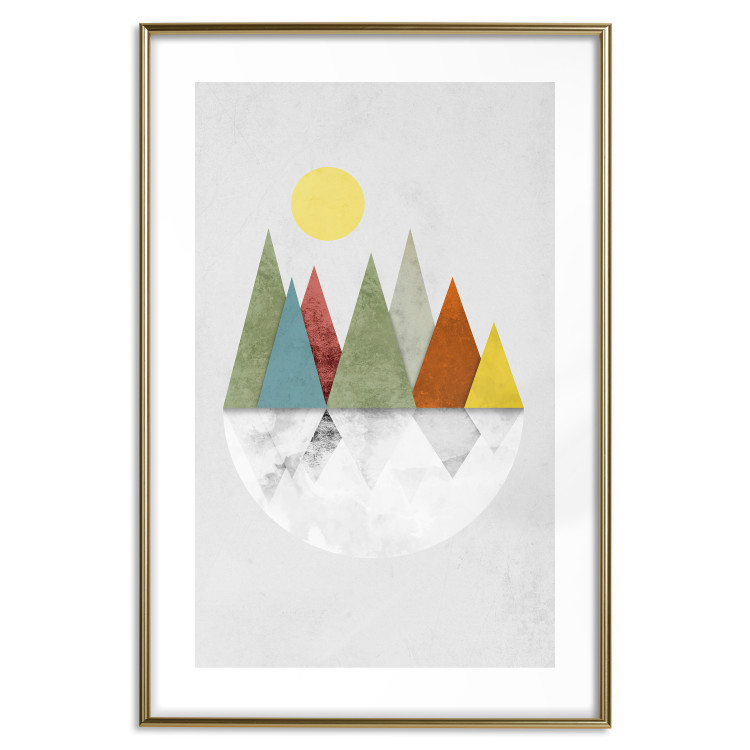 Poster On the Circle - geometric abstraction in colorful mountain peaks and a circle 129341 additionalImage 16