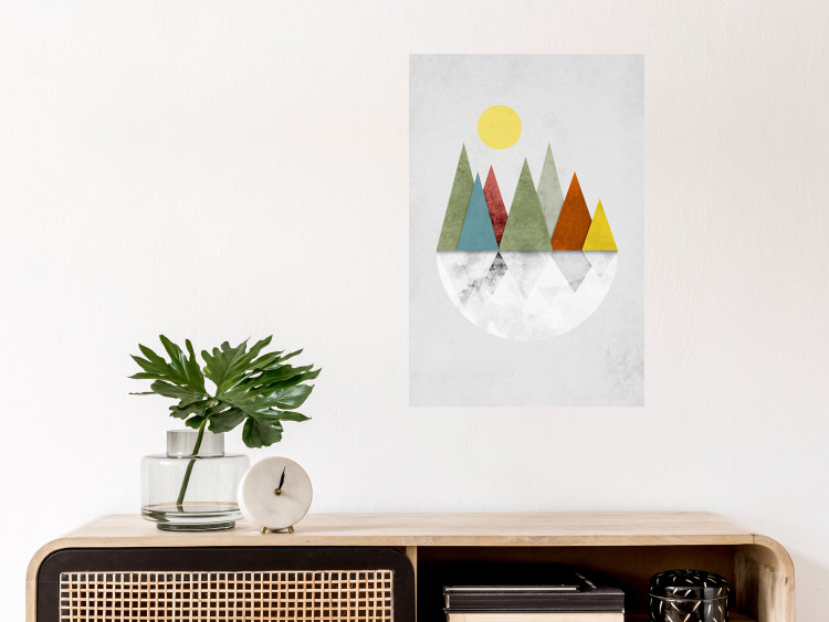 Poster On the Circle - geometric abstraction in colorful mountain peaks and a circle 129341 additionalImage 4