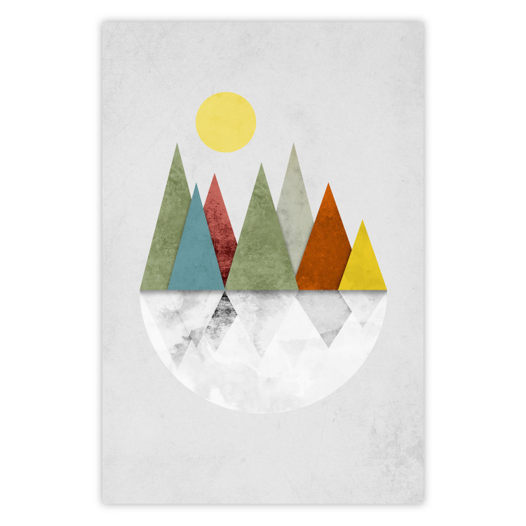 Poster On the Circle - geometric abstraction in colorful mountain peaks and a circle 129341