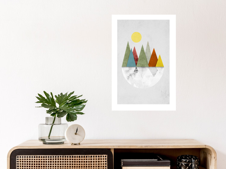 Poster On the Circle - geometric abstraction in colorful mountain peaks and a circle 129341 additionalImage 5