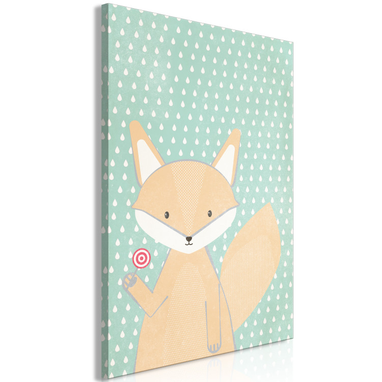 Canvas Little Fox (1-part) vertical - pastel, playful fox with a lollipop 129541 additionalImage 2