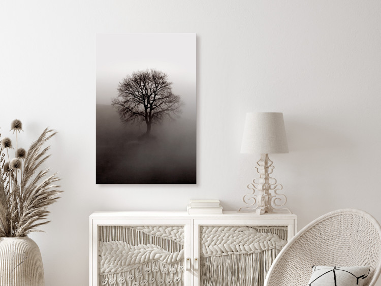 Canvas Dormant Power in the Tree (1-piece) Vertical - dark tree in the mist 130241 additionalImage 3