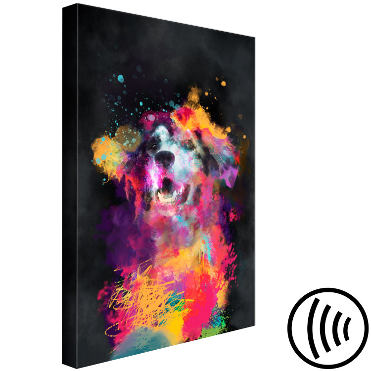 Canvas Art Print Dog's Joy (1-piece) Vertical - colorful dog in watercolor motif 130441 additionalImage 6