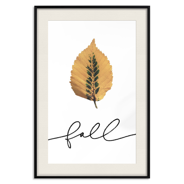 Wall Poster Unusual Leaf - autumn yellow leaf on a contrasting white background 131841 additionalImage 27
