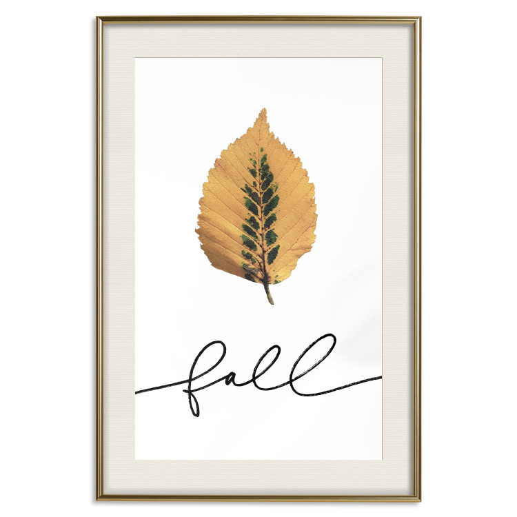 Wall Poster Unusual Leaf - autumn yellow leaf on a contrasting white background 131841 additionalImage 20