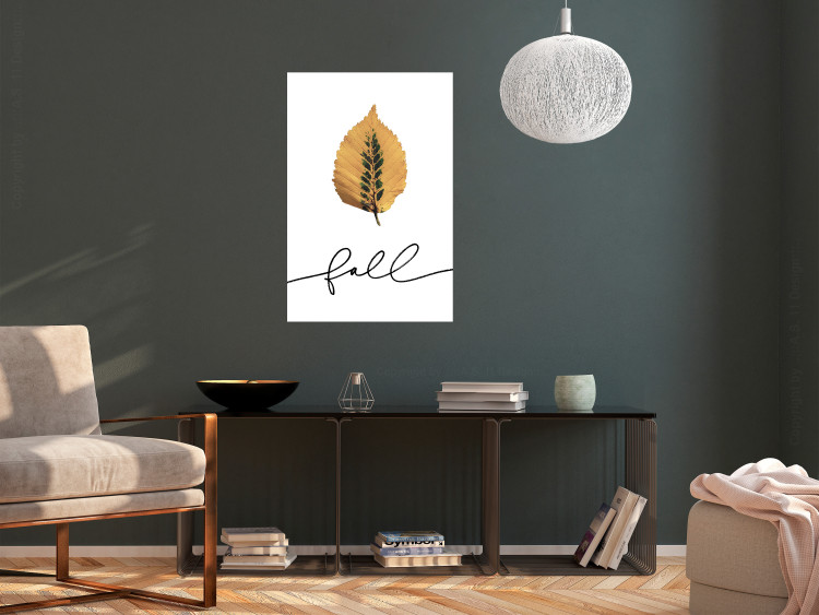 Wall Poster Unusual Leaf - autumn yellow leaf on a contrasting white background 131841 additionalImage 4