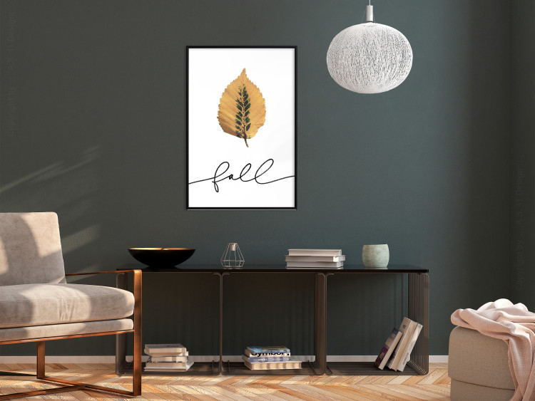 Wall Poster Unusual Leaf - autumn yellow leaf on a contrasting white background 131841 additionalImage 6