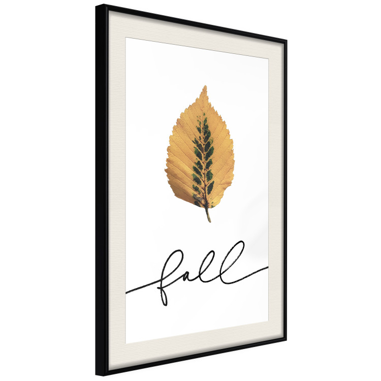 Wall Poster Unusual Leaf - autumn yellow leaf on a contrasting white background 131841 additionalImage 2