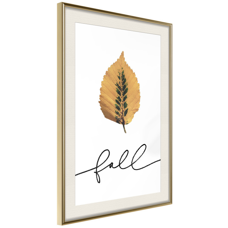 Wall Poster Unusual Leaf - autumn yellow leaf on a contrasting white background 131841 additionalImage 3