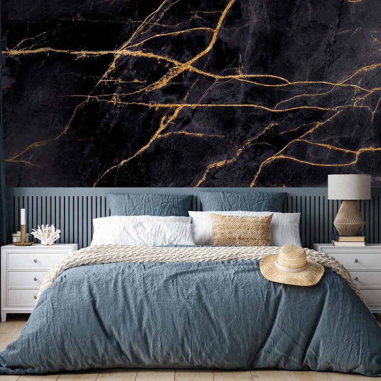 Photo Wallpaper Cracks in the Marble - Black Composition 134641 additionalImage 2