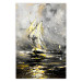 Wall Poster Ship Amidst the Storm - grayscale landscape of a ship at sea 136041