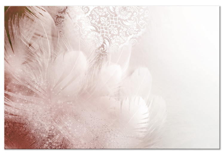 Canvas Feathers (1-piece) Wide - first variant - abstraction in pink 138241