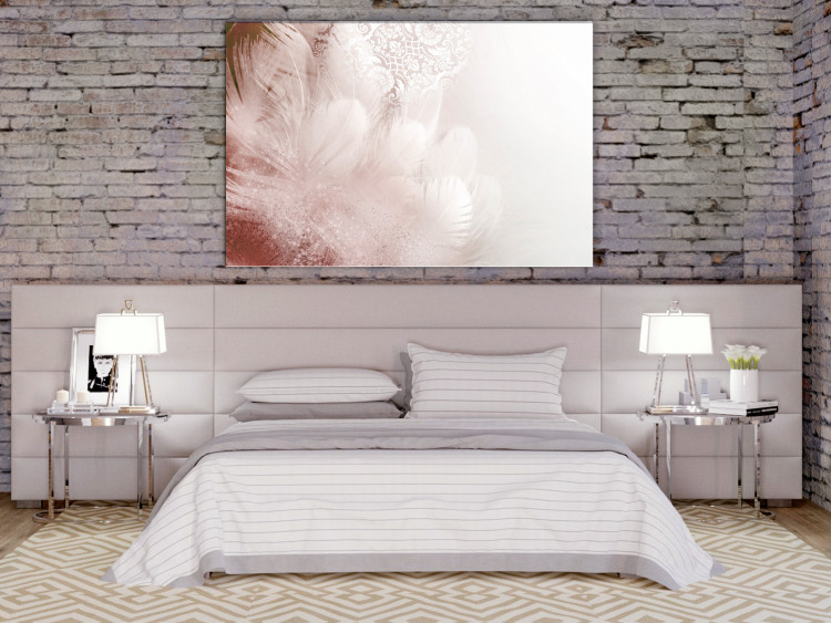Canvas Feathers (1-piece) Wide - first variant - abstraction in pink 138241 additionalImage 3