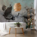 Wall Mural A pair of cranes - dancing birds on a gray background 138841 additionalThumb 8
