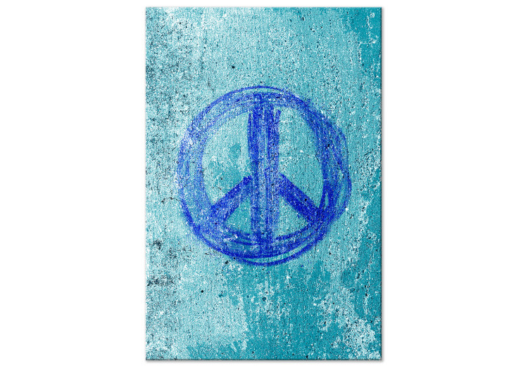 Canvas Art Print Pacifism (1-piece) Vertical - blue street art-style symbol 142441